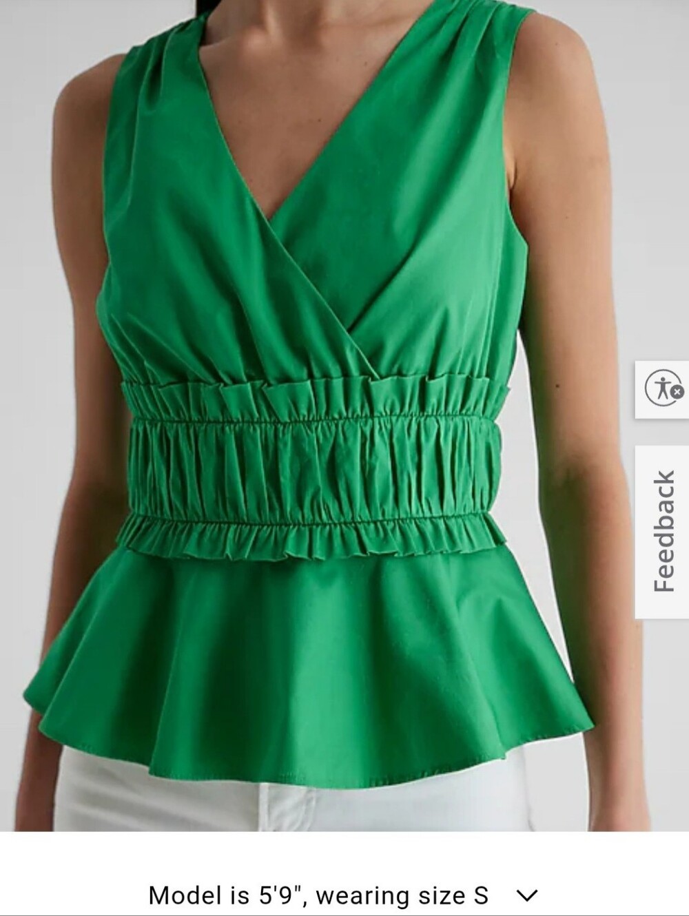 Express Emerald Green Peplum Top - Picture 2 of 7